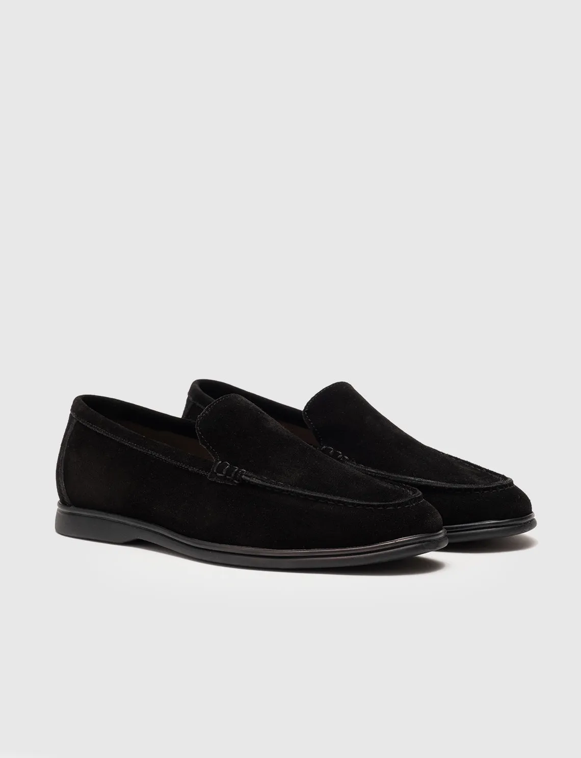 Men Black Genuine Leather Casual Slip Ons