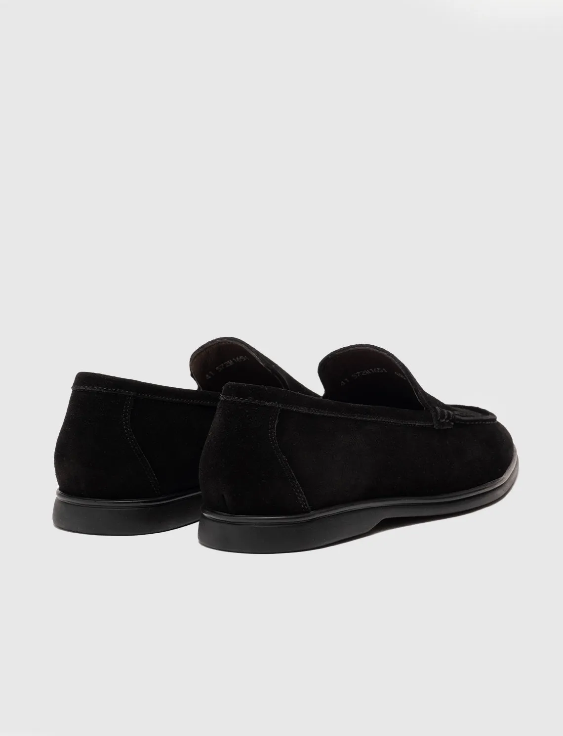 Men Black Genuine Leather Casual Slip Ons