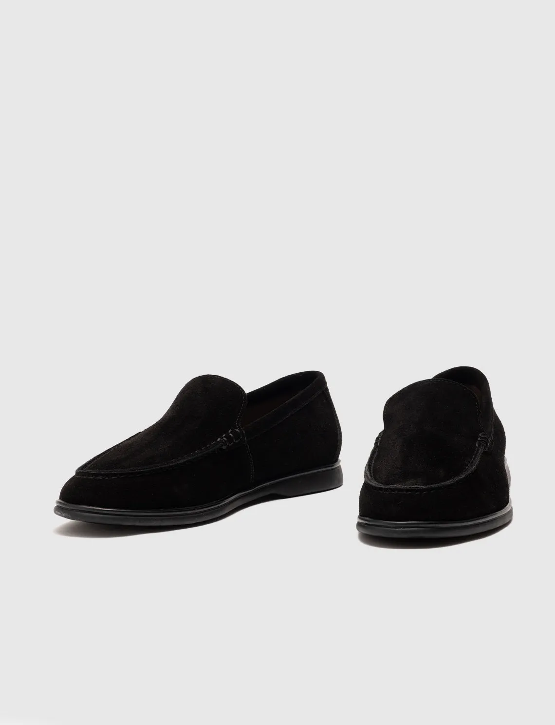 Men Black Genuine Leather Casual Slip Ons