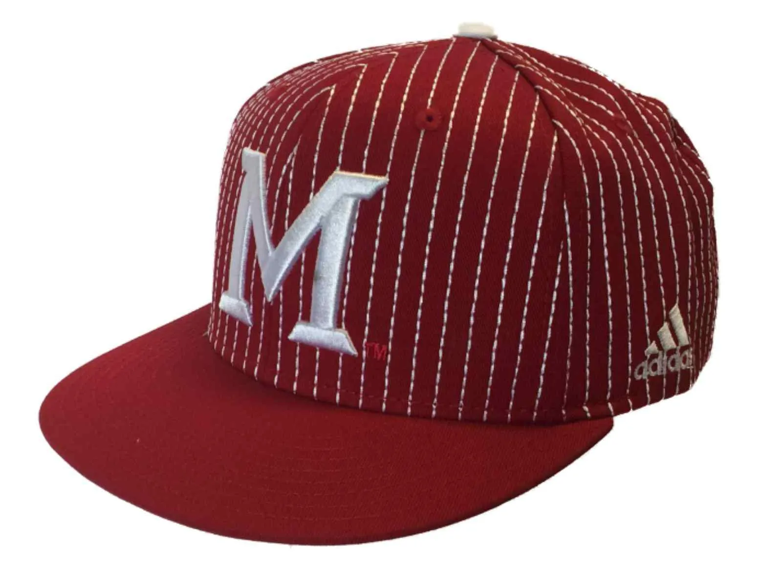 Miami University RedHawks Adidas Red White Flat Bill Cotton Snapback Adj Hat Cap