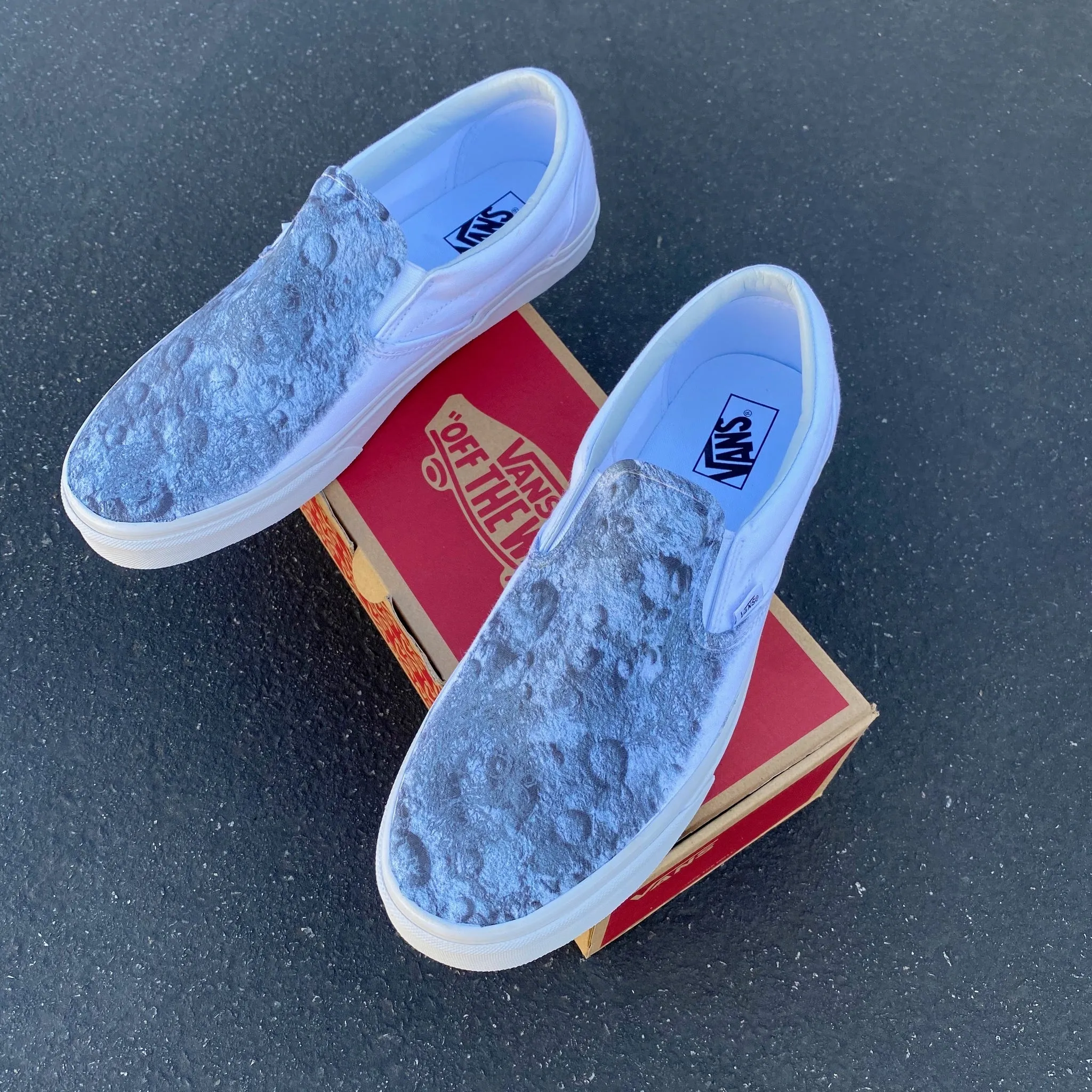 Moon Crater - White Slip Ons