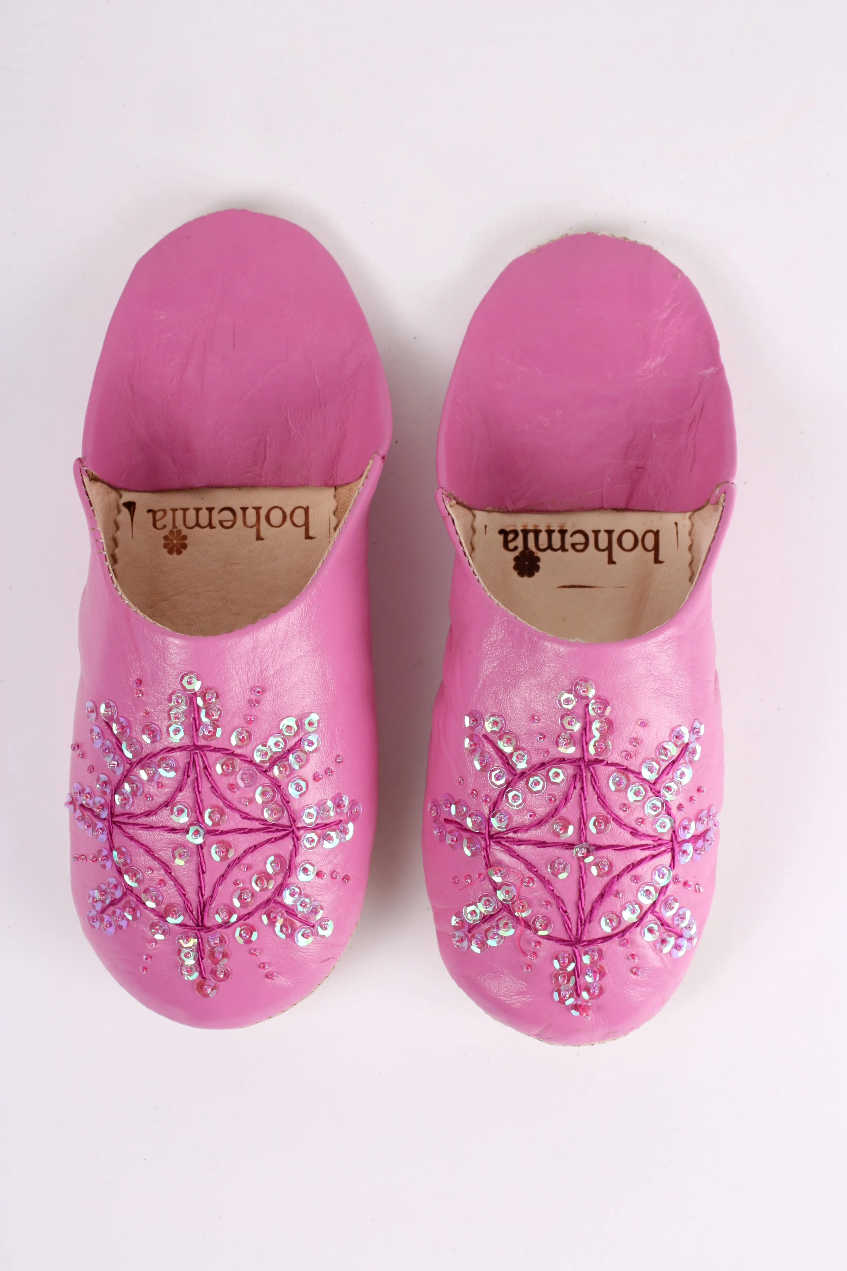 Moroccan Babouche Sequin Slippers - Seconds, Large (Assorted Colours)