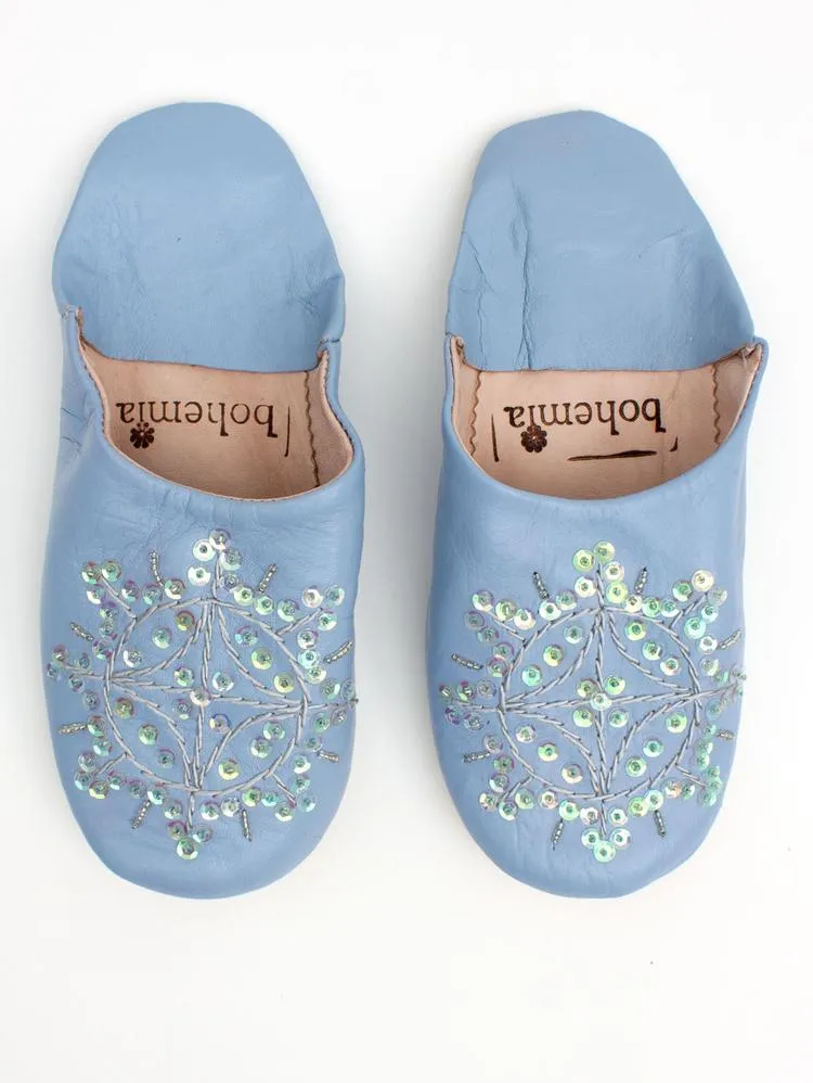 Moroccan Babouche Sequin Slippers - Seconds, Large (Assorted Colours)