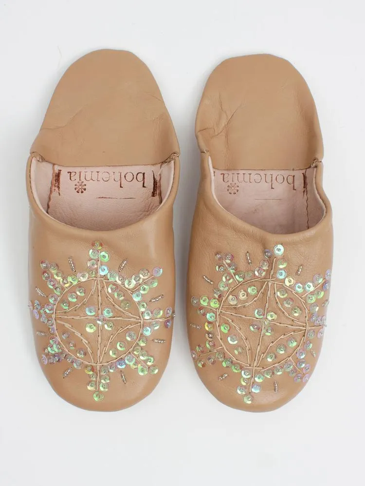 Moroccan Babouche Sequin Slippers - Seconds, Large (Assorted Colours)