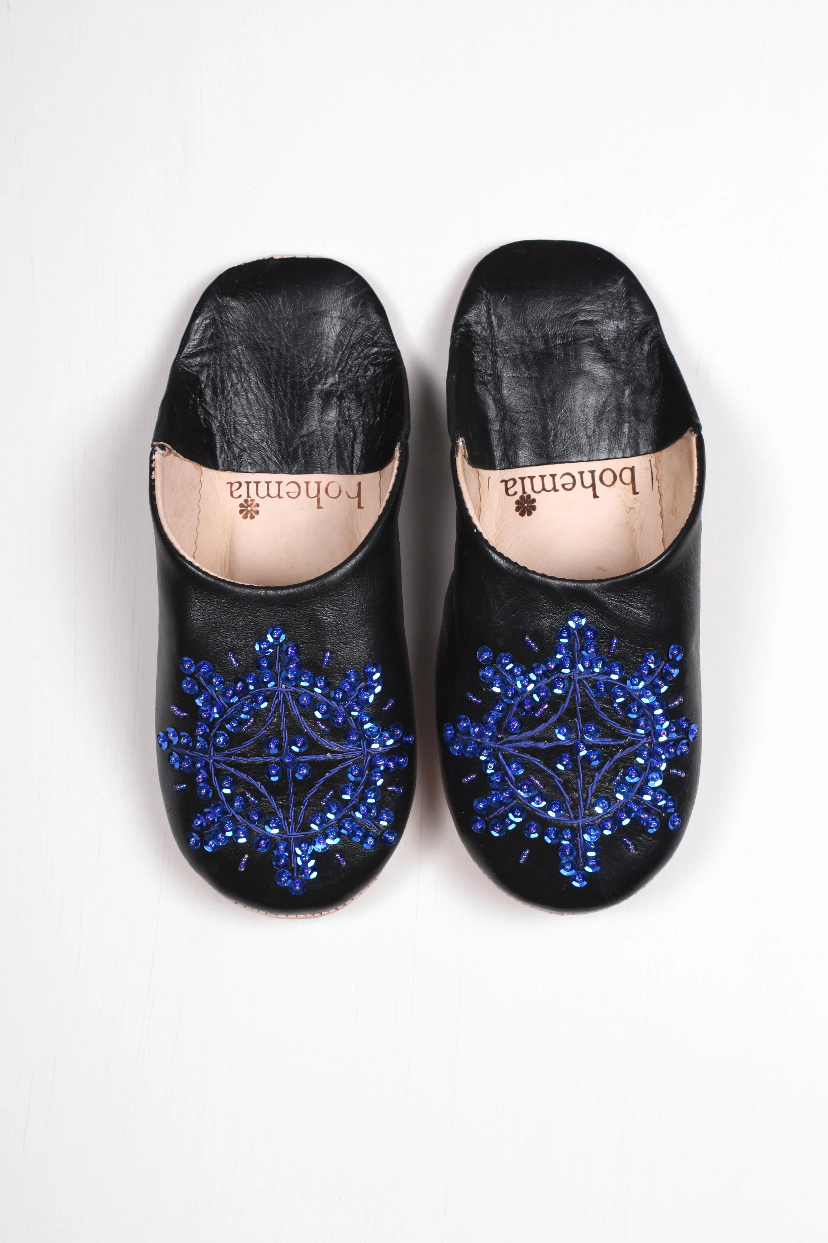 Moroccan Babouche Sequin Slippers - Seconds, Large (Assorted Colours)