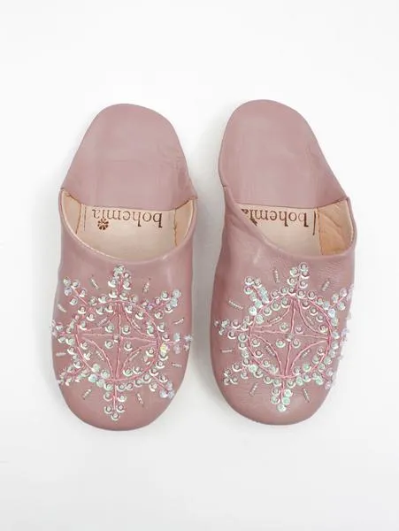 Moroccan Babouche Sequin Slippers - Seconds, Large (Assorted Colours)