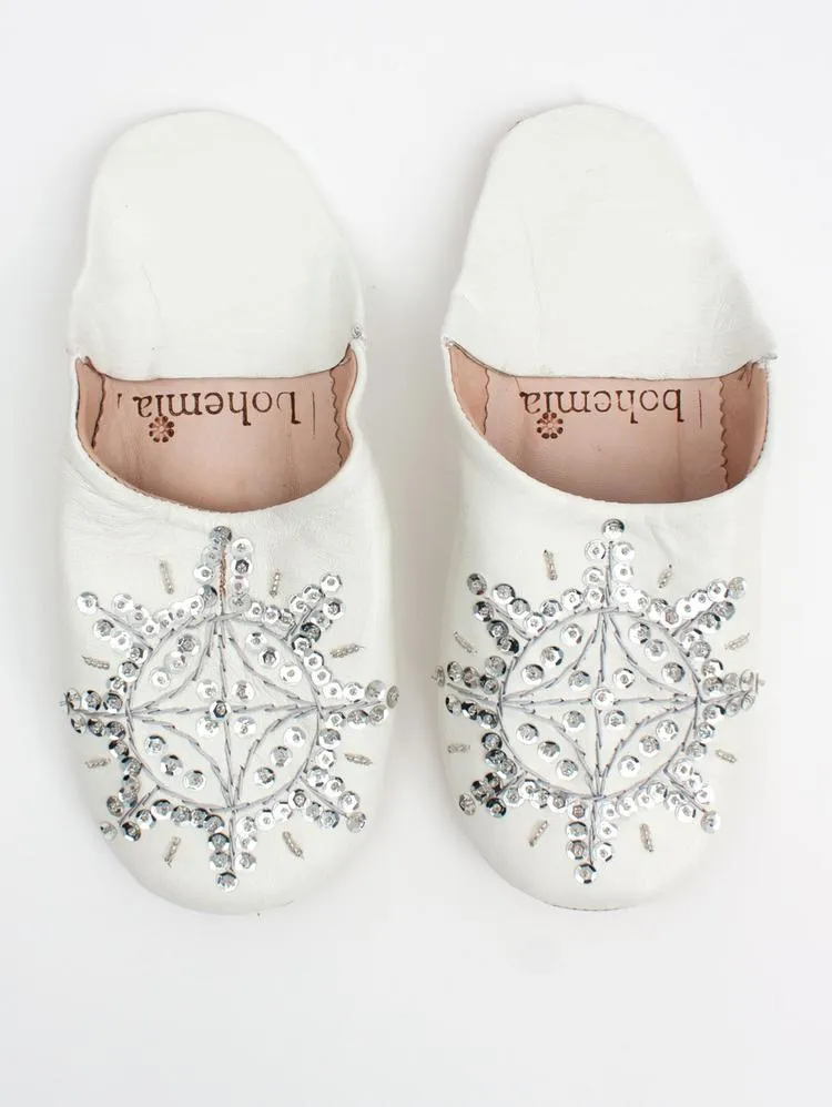 Moroccan Babouche Sequin Slippers - Seconds, Large (Assorted Colours)