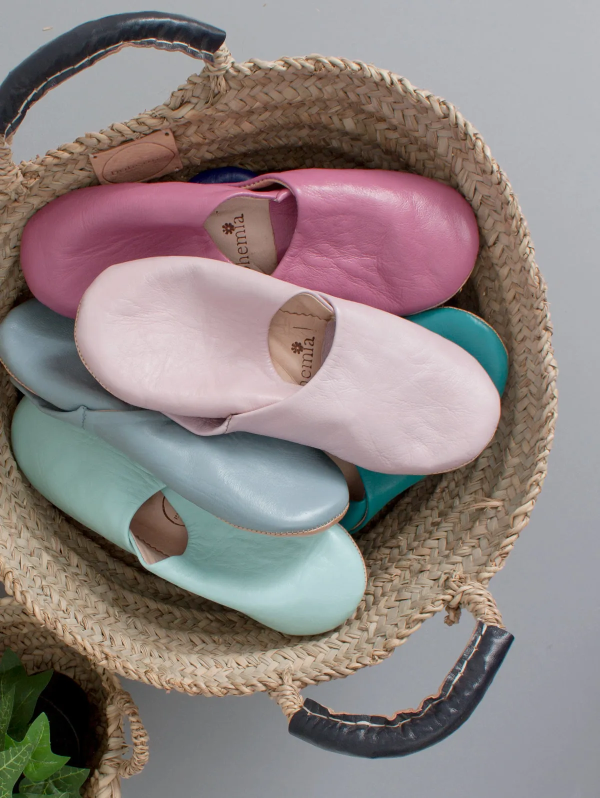 Moroccan Basic Babouche Slippers - Seconds, Large (Assorted Colours)