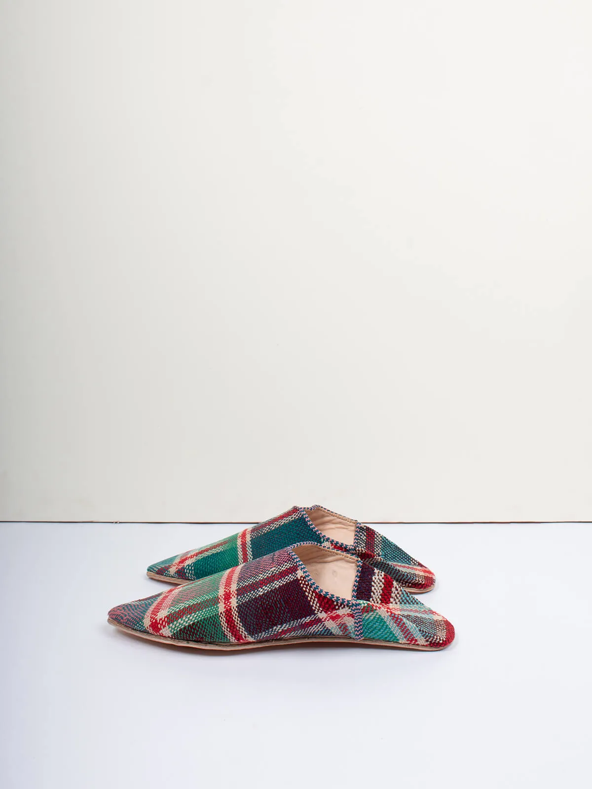 Moroccan Boujad Pointed Babouche Slippers, Ourika Check