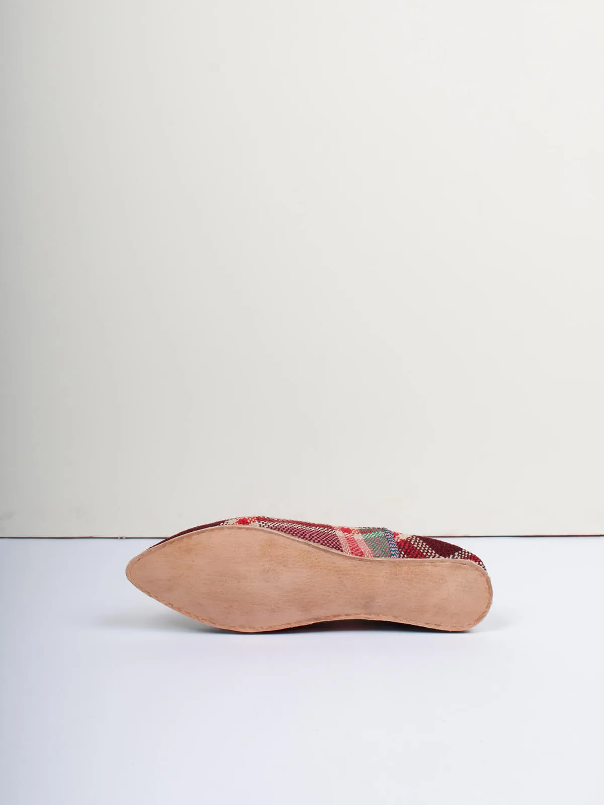 Moroccan Boujad Pointed Babouche Slippers, Ourika Check