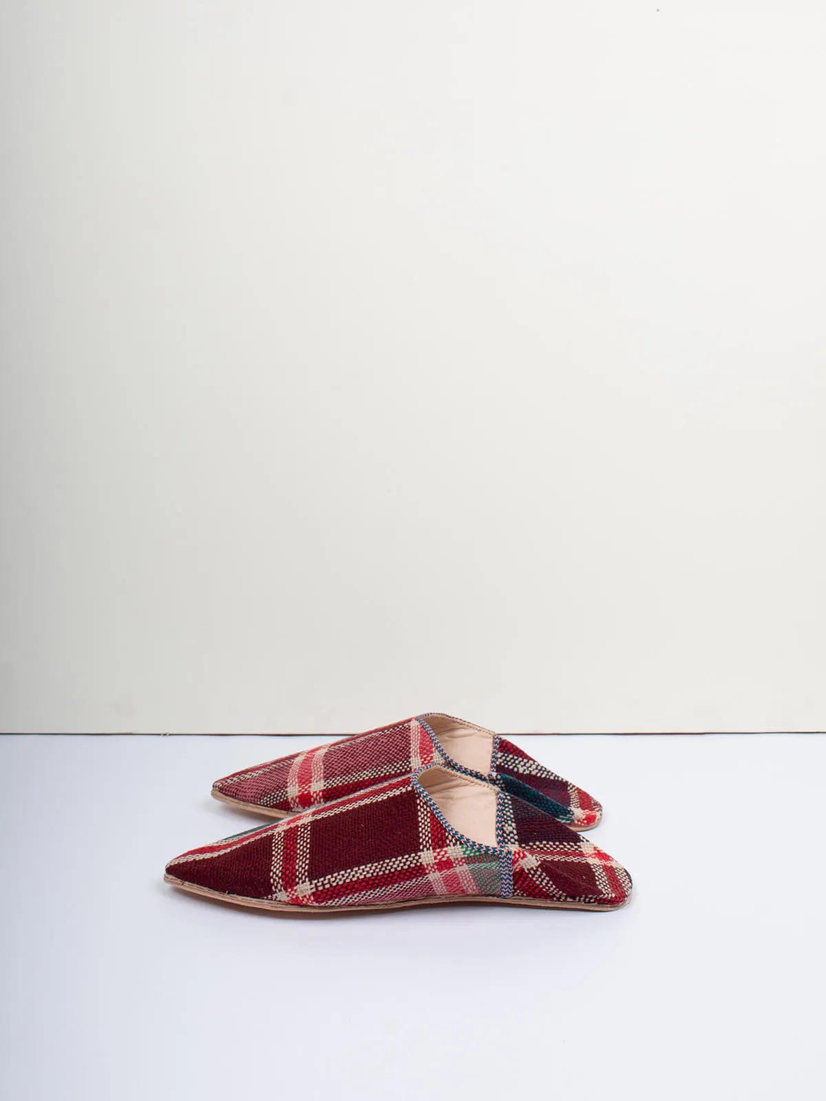 Moroccan Boujad Pointed Babouche Slippers, Ourika Check