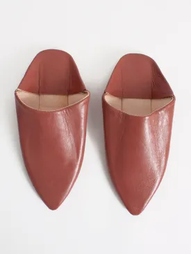 Moroccan Classic Pointed Babouche Slippers, Terracotta