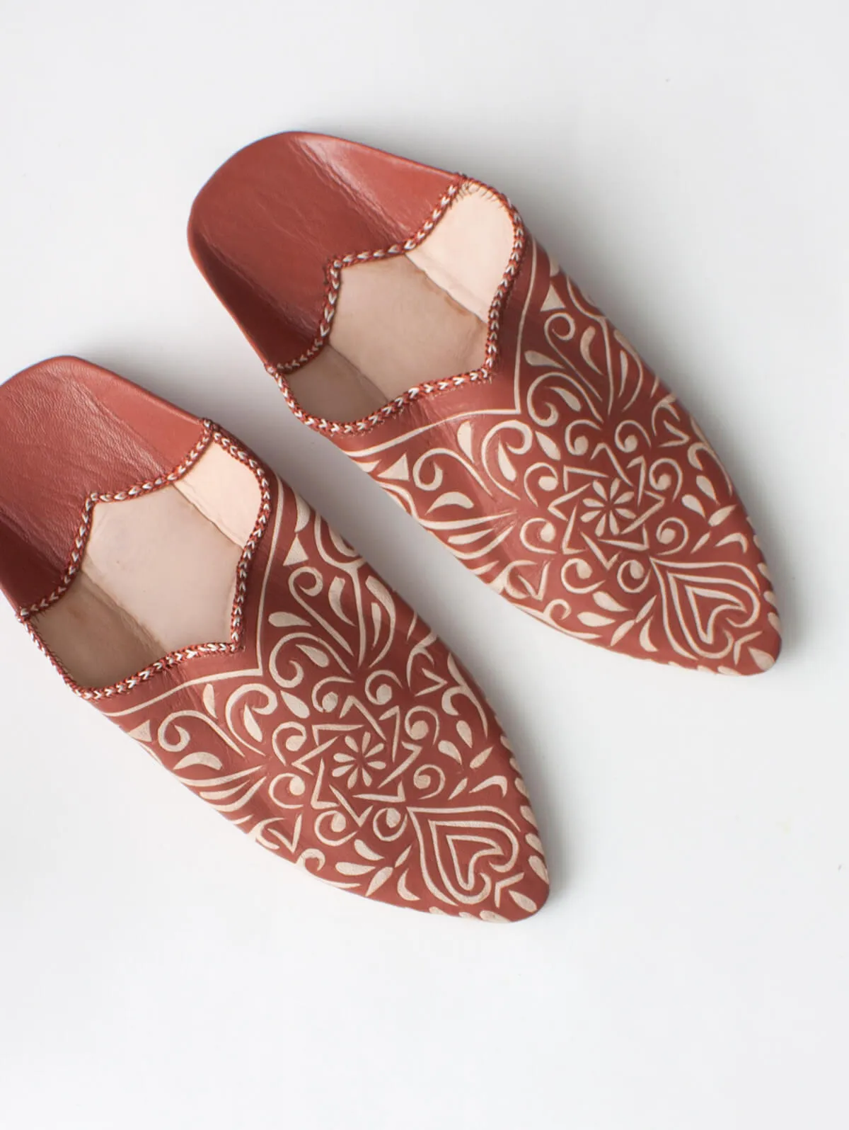 Moroccan Decorative Babouche Slippers, Terracotta