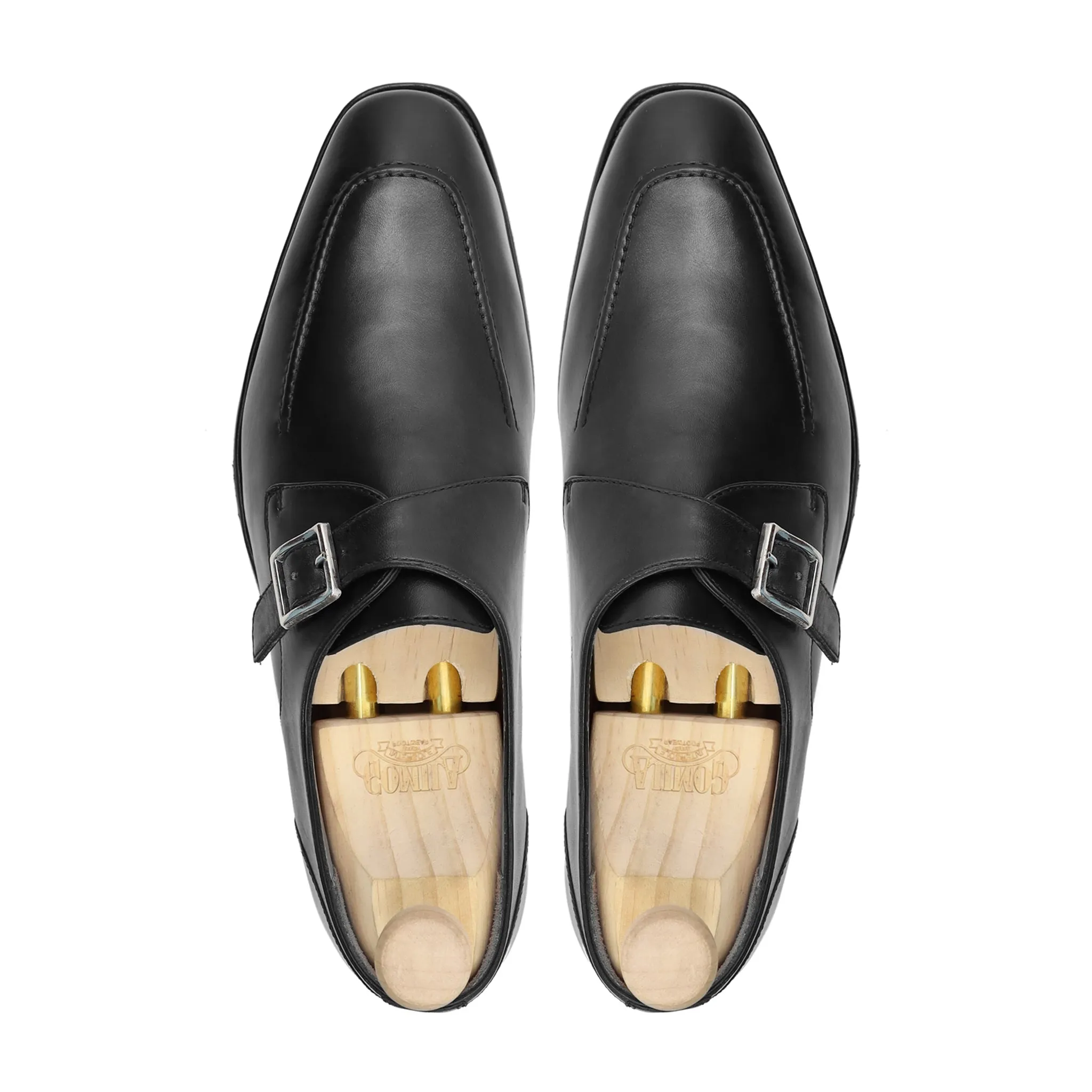 Nebart - Men's Black Calf Leather Single Monkstrap