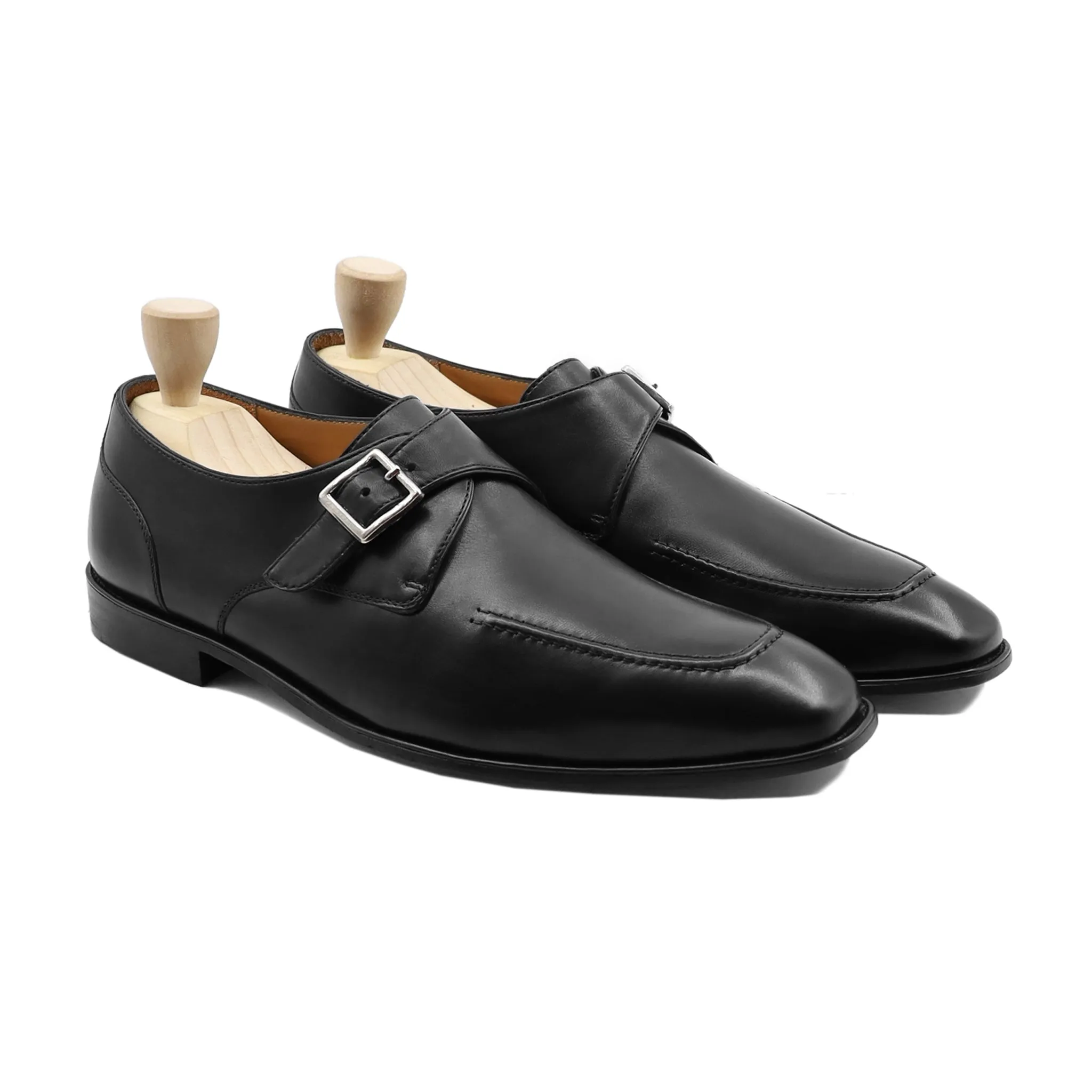 Nebart - Men's Black Calf Leather Single Monkstrap