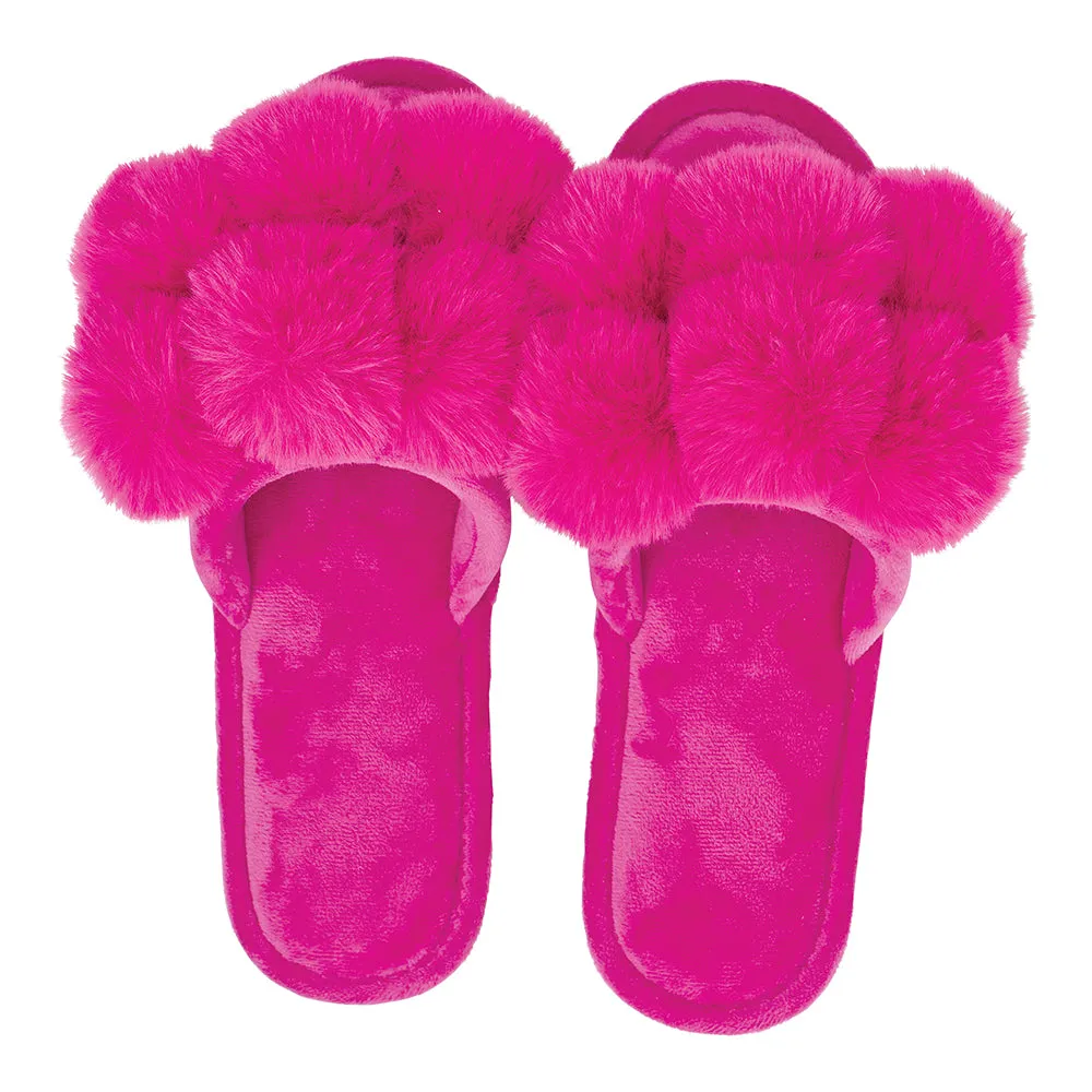 Pom Pom Slippers - Cosy Luxe - Fuchsia