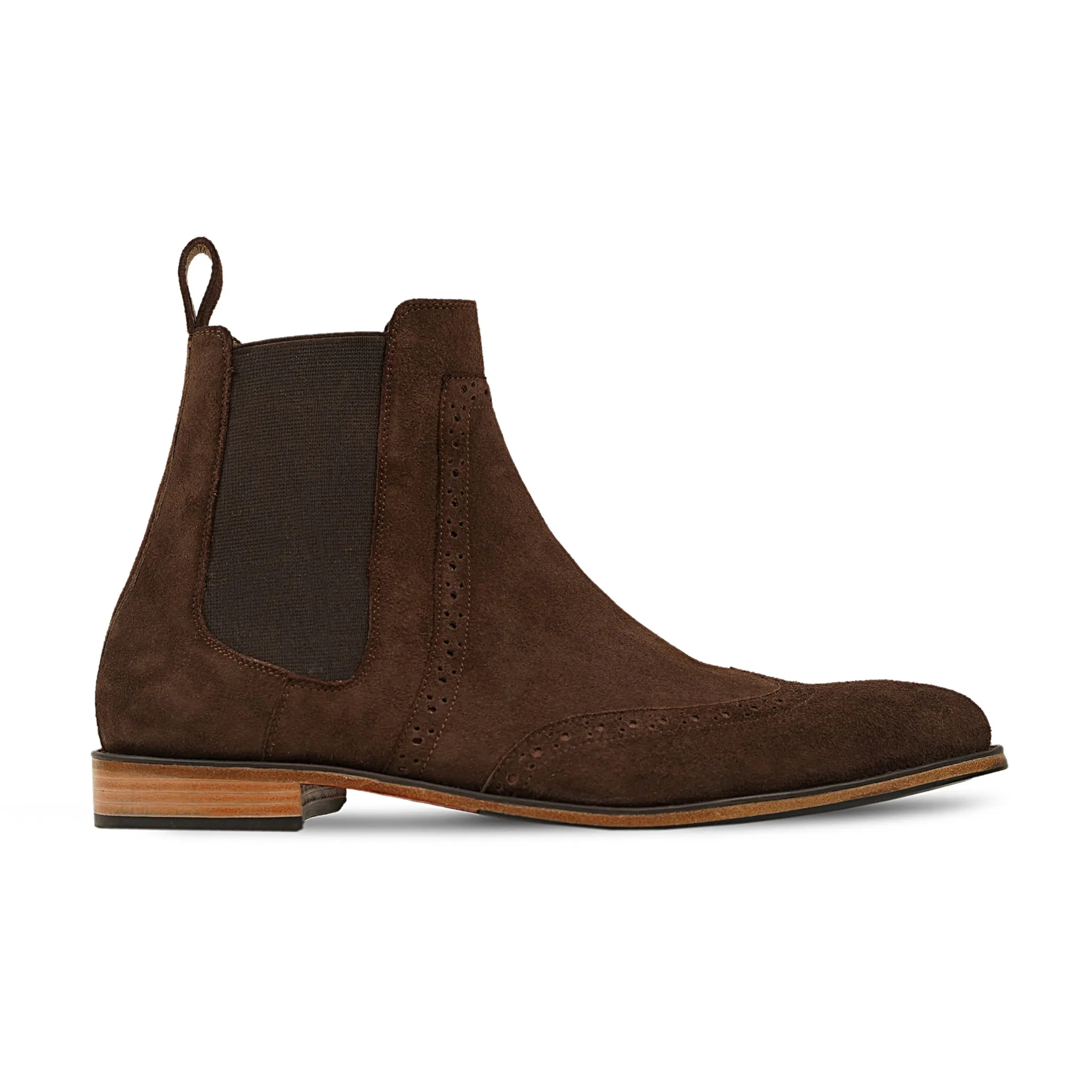 Ryoichi - Men's Dark Brown Kid Suede Chelsea Boot