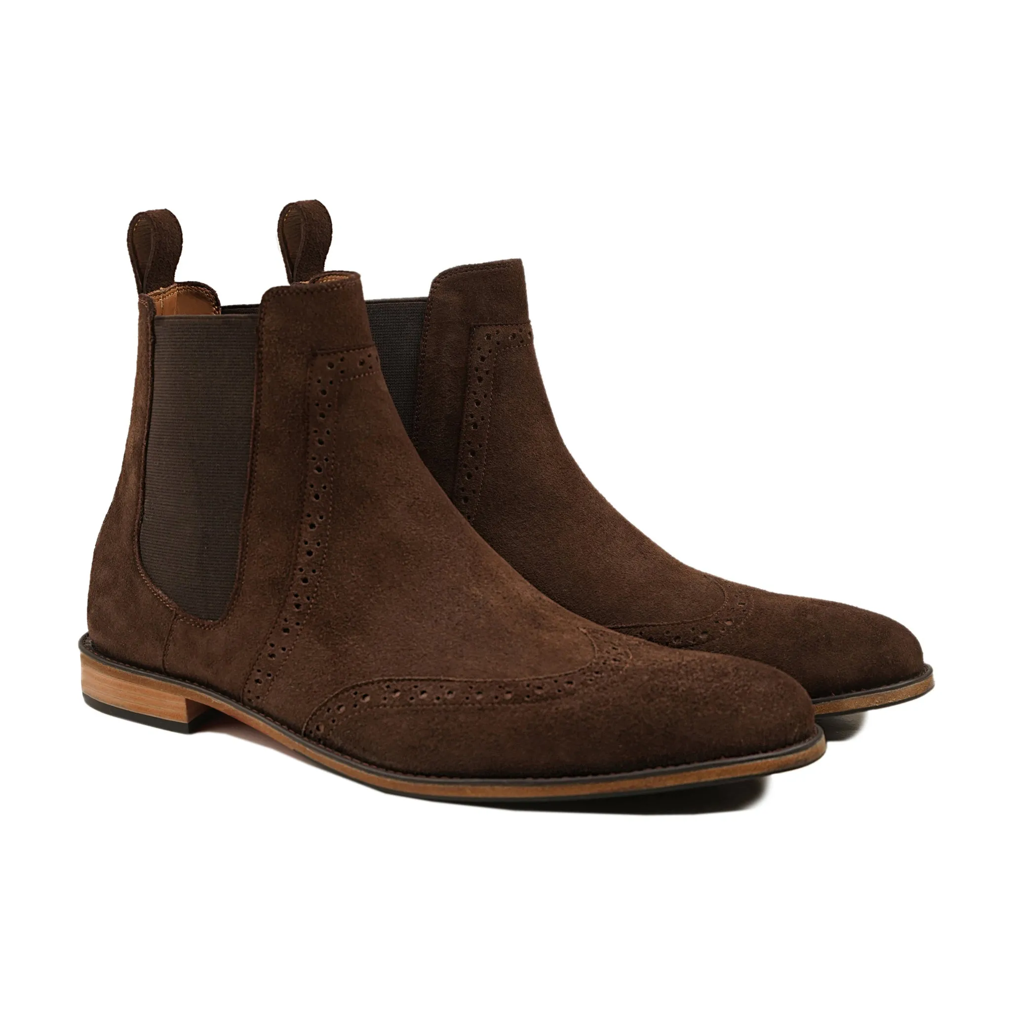 Ryoichi - Men's Dark Brown Kid Suede Chelsea Boot