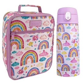 Sachi Insulated Lunch Bag & Bottle Bundle - Rainbow Sky