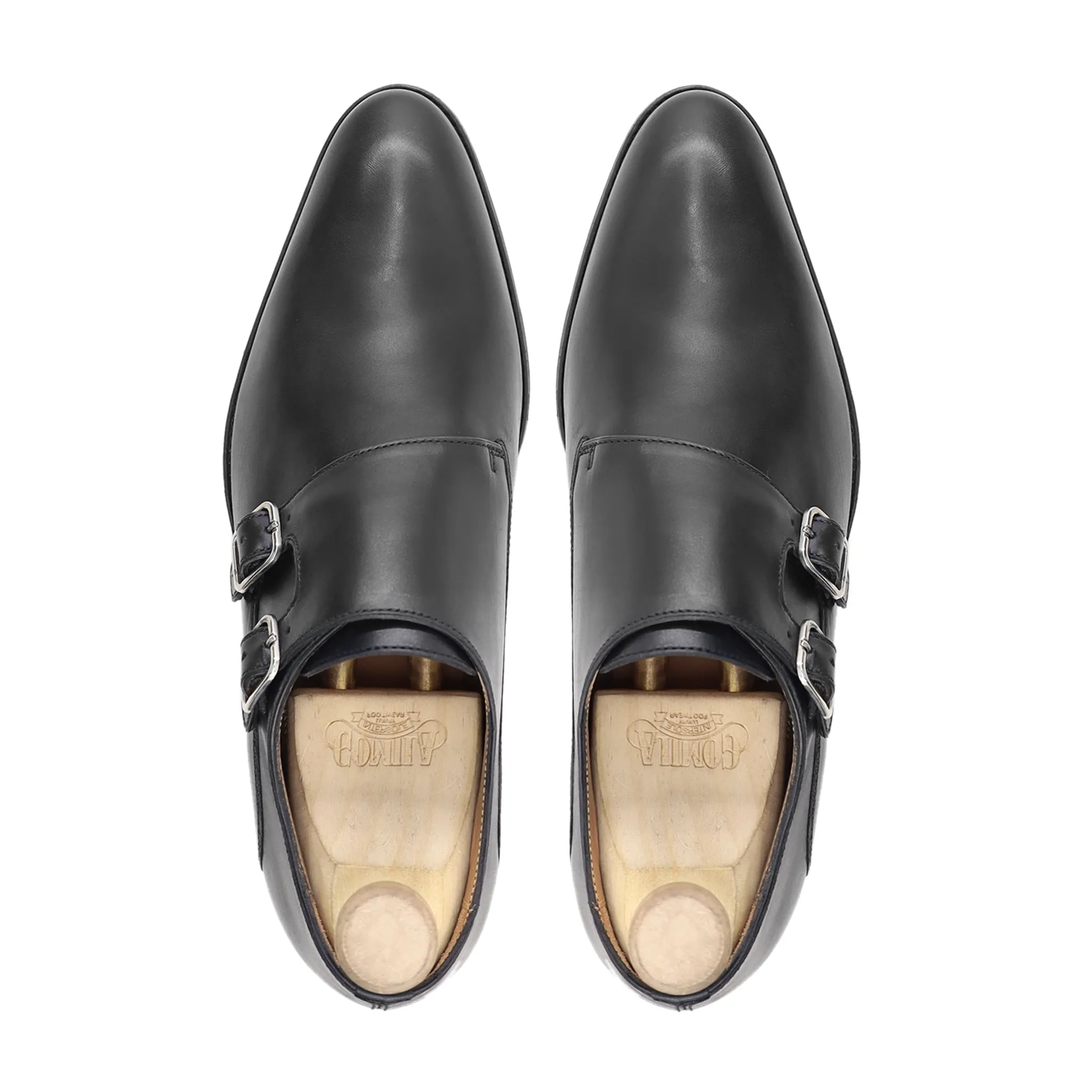 Salamina - Men's Black Calf Leather Double Monkstrap