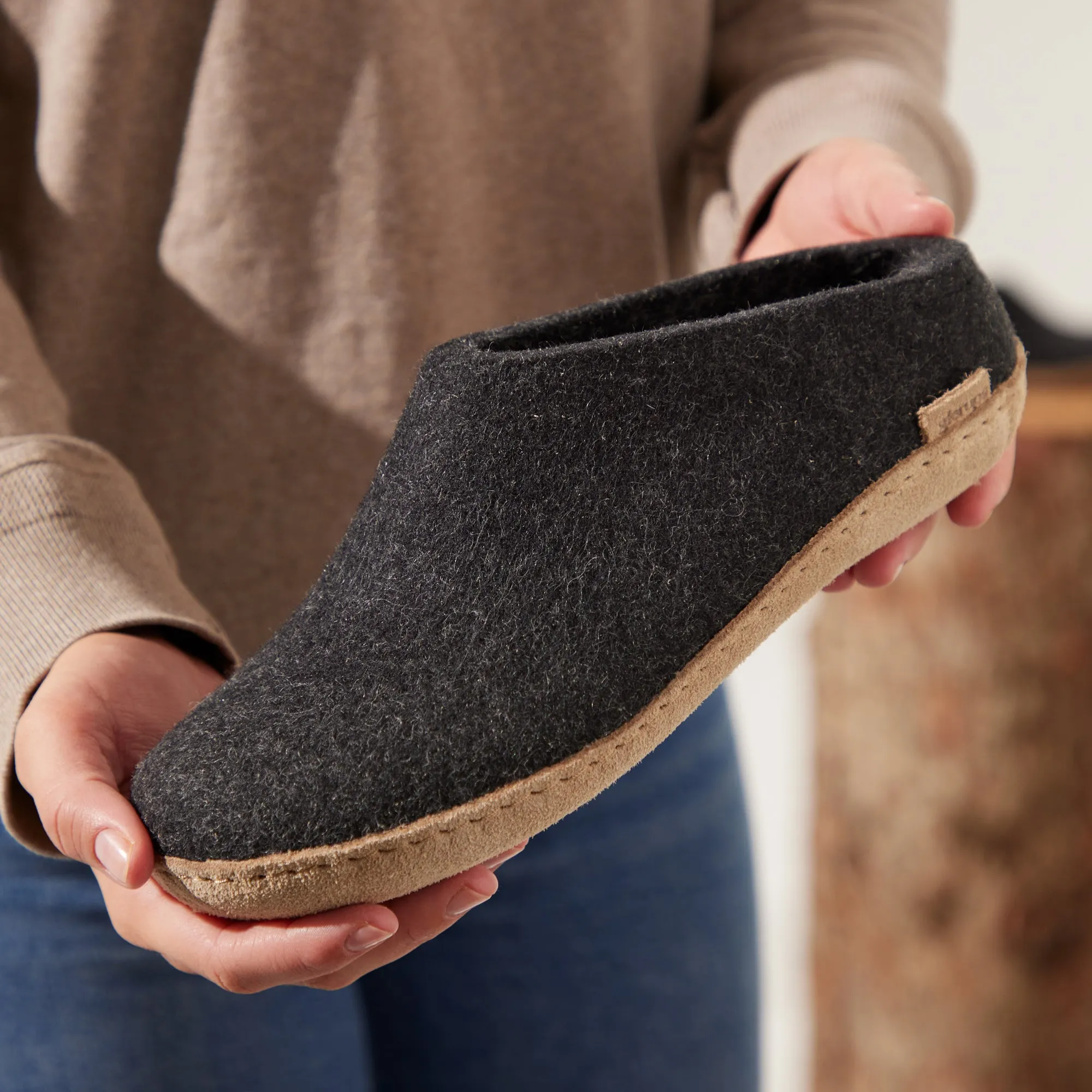 Slip-on with leather sole - Charcoal