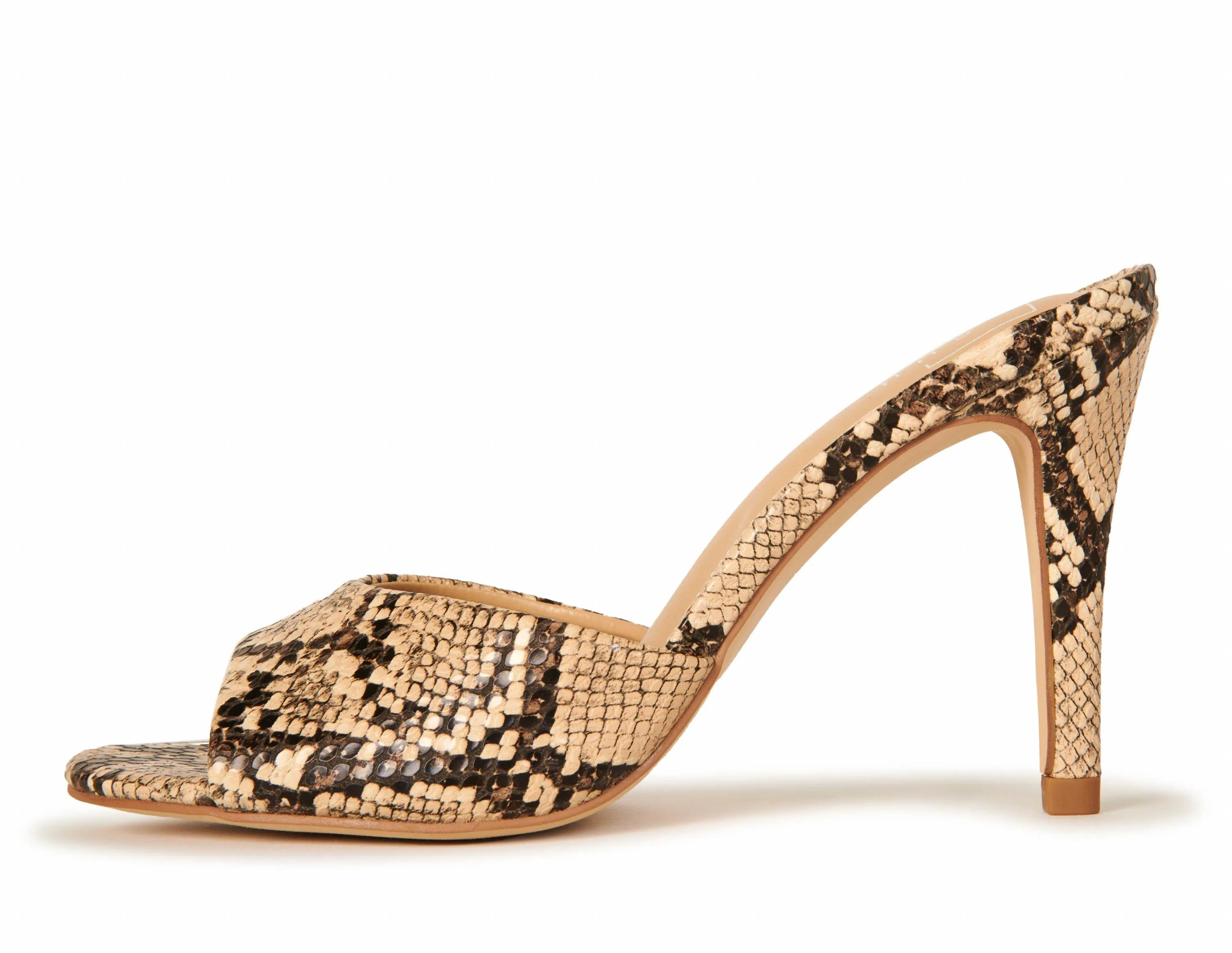 Snakeskin Open Toe Slide Heel