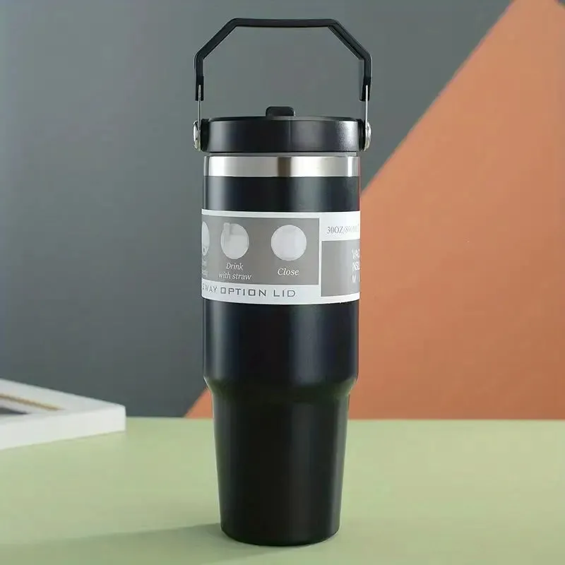 Stainless Steel Tumbler With Straw And Handle 30 oz