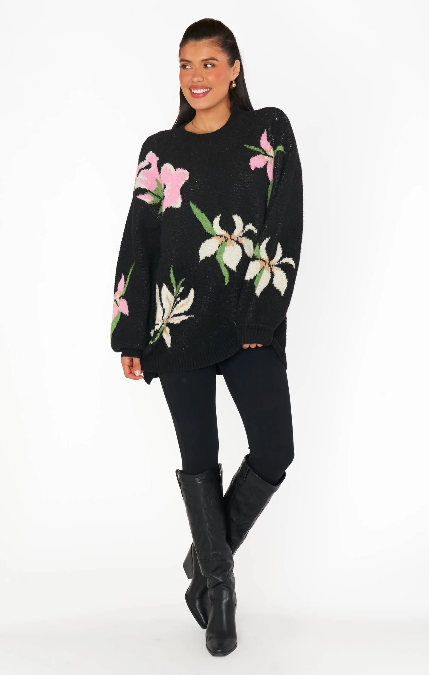 Summit Sweater ~ Dark Floral Knit