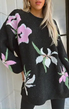 Summit Sweater ~ Dark Floral Knit