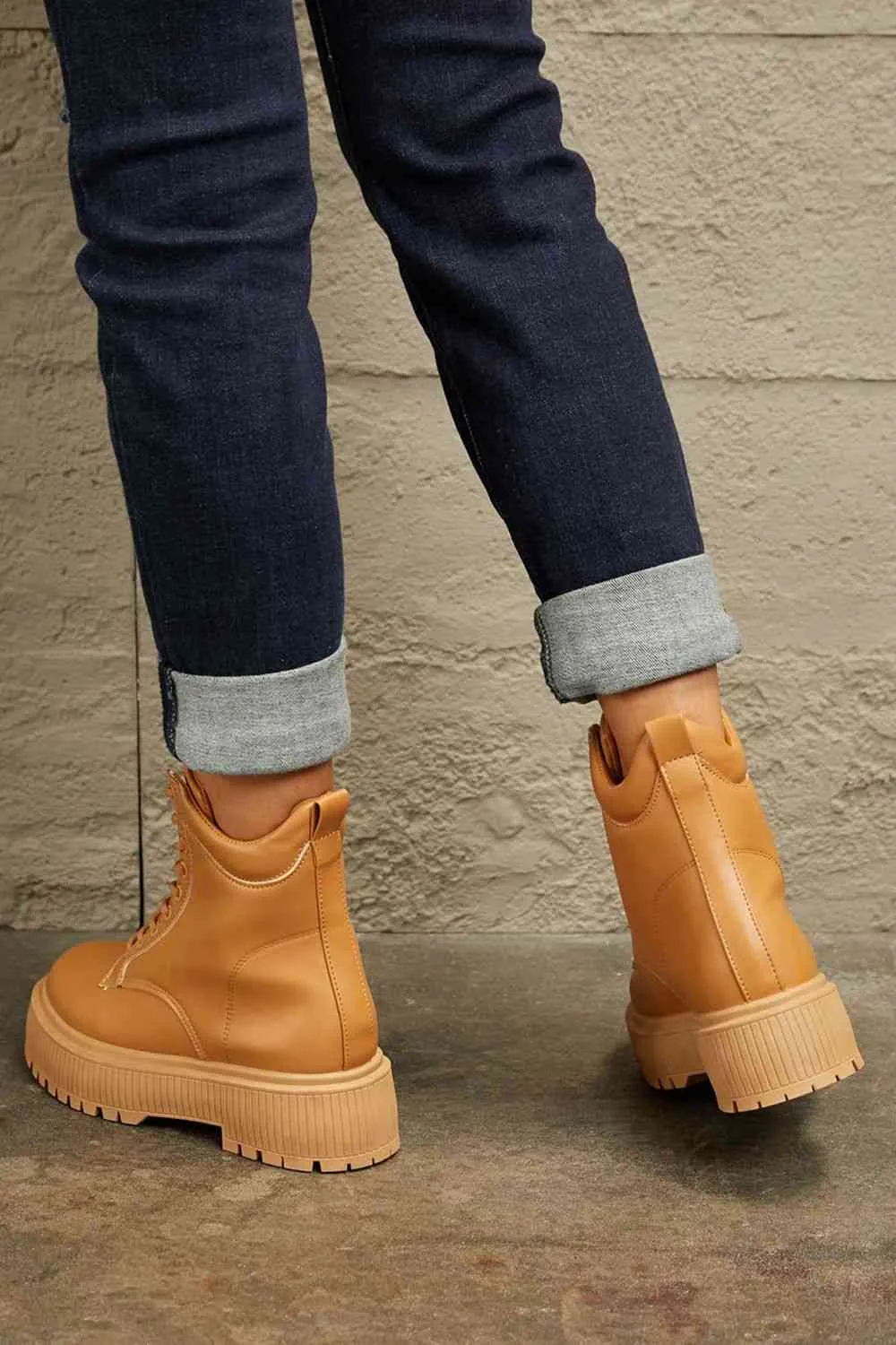 TEEK - Caramel Platform Combat Boots