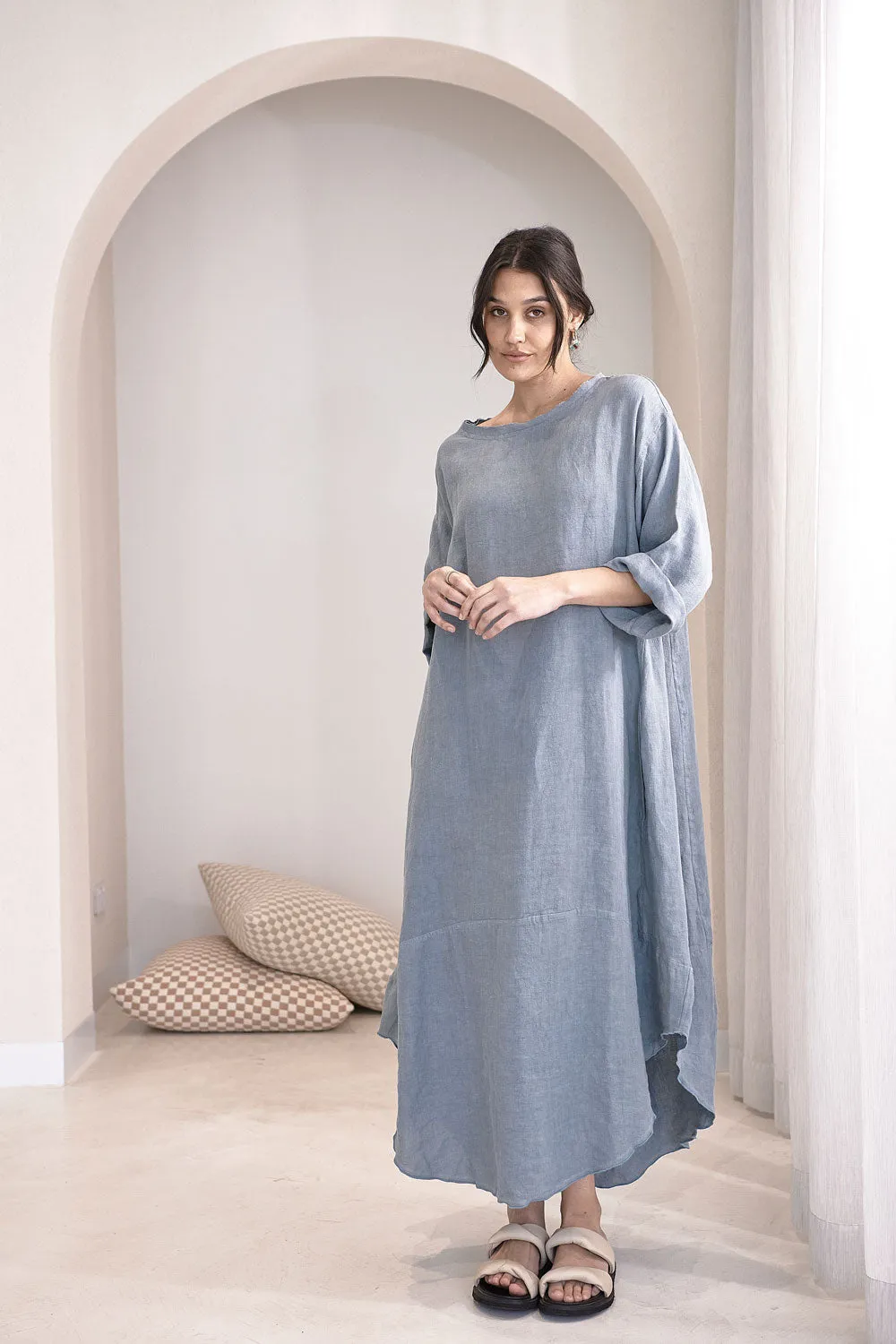 The Malle Linen Dress - Blue