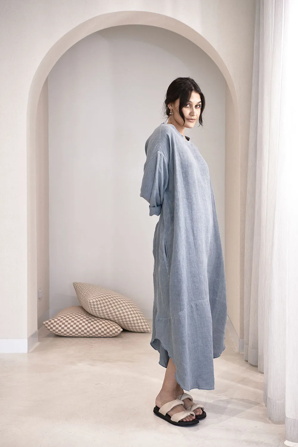 The Malle Linen Dress - Blue