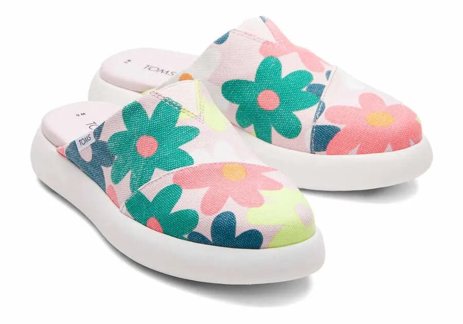 Toms Womens Alpargata Mallow Mule Chalky Pink Retro Floral Print