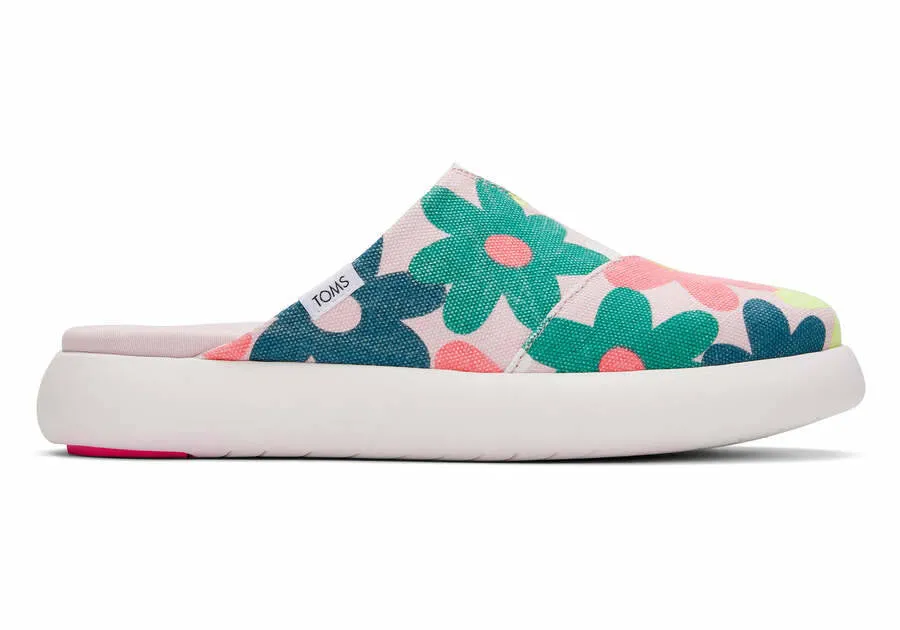 Toms Womens Alpargata Mallow Mule Chalky Pink Retro Floral Print