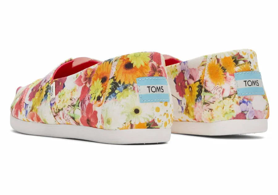 Toms Womens Alpargata White Photoreal Floral Collage Print