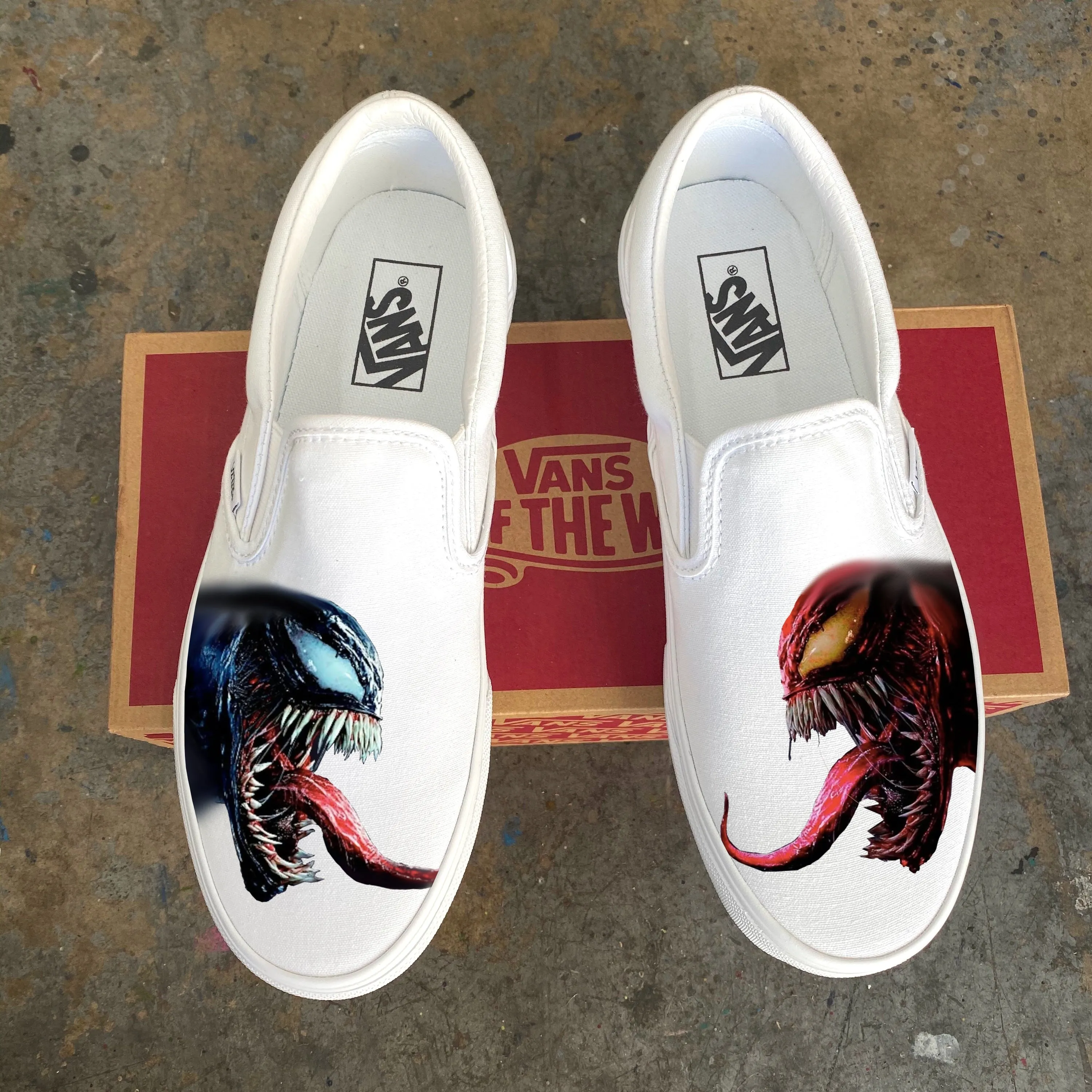 Venom VS Carnage White Slip Ons White