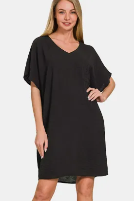 Zenana V-Neck Tee Dress with Pockets